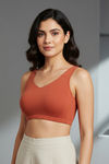 Zivame Double Layered Non Wired Full Coverage Bralette - Burnt Ochre — thumbnail 4